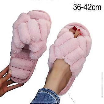 Cross Band Slippers With Plush Material For Room To Room Cozy And Cushioned Walk