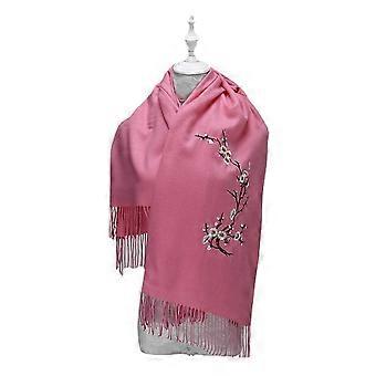 Embroider Wintersweet Scarf Pashmina Shawl Wrap with Tassel for Lady
