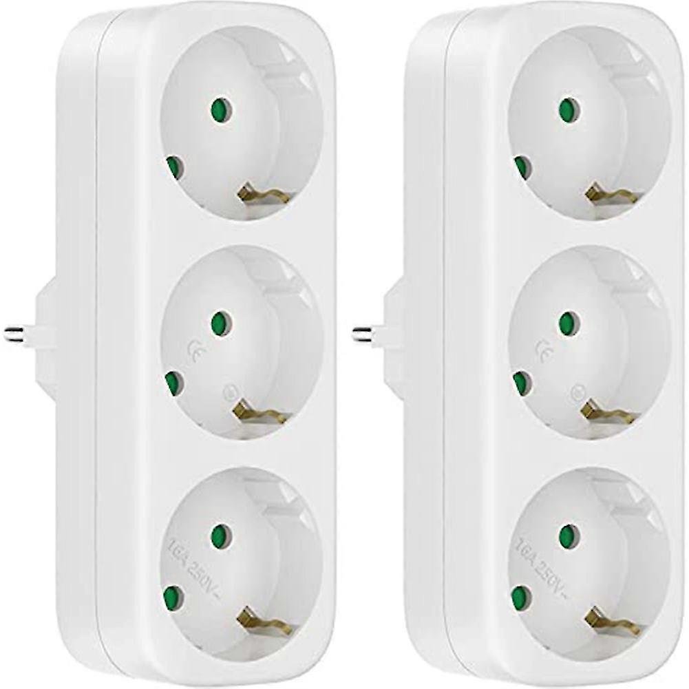 Multi Socket Without Cable, 250V/16A Socket Adapter, Portable Sockets, 3680W Converter Socket EU Plug,2 Pack_qt5