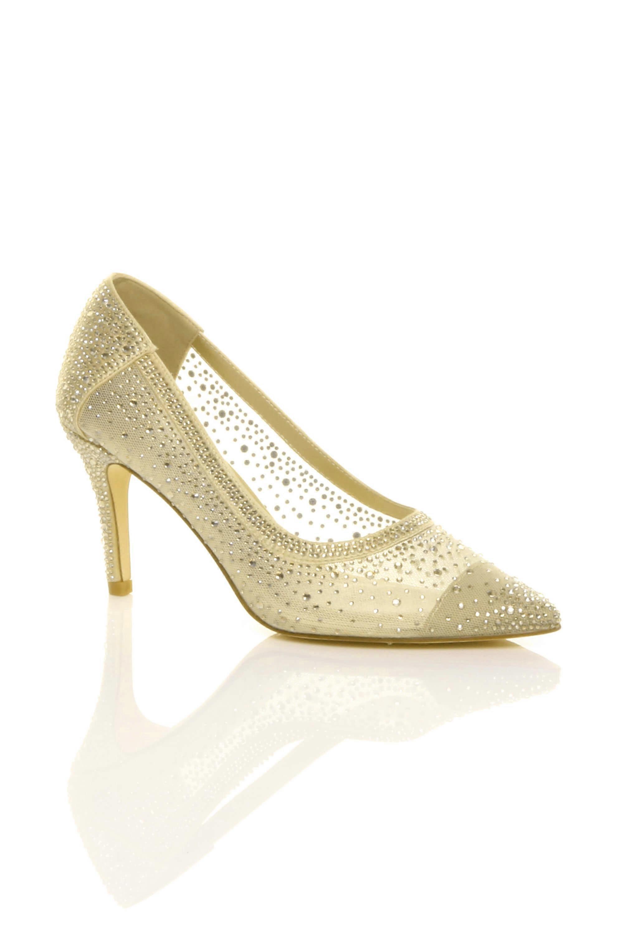 High Heel Strasse Mesh Pointed Toe Pumps