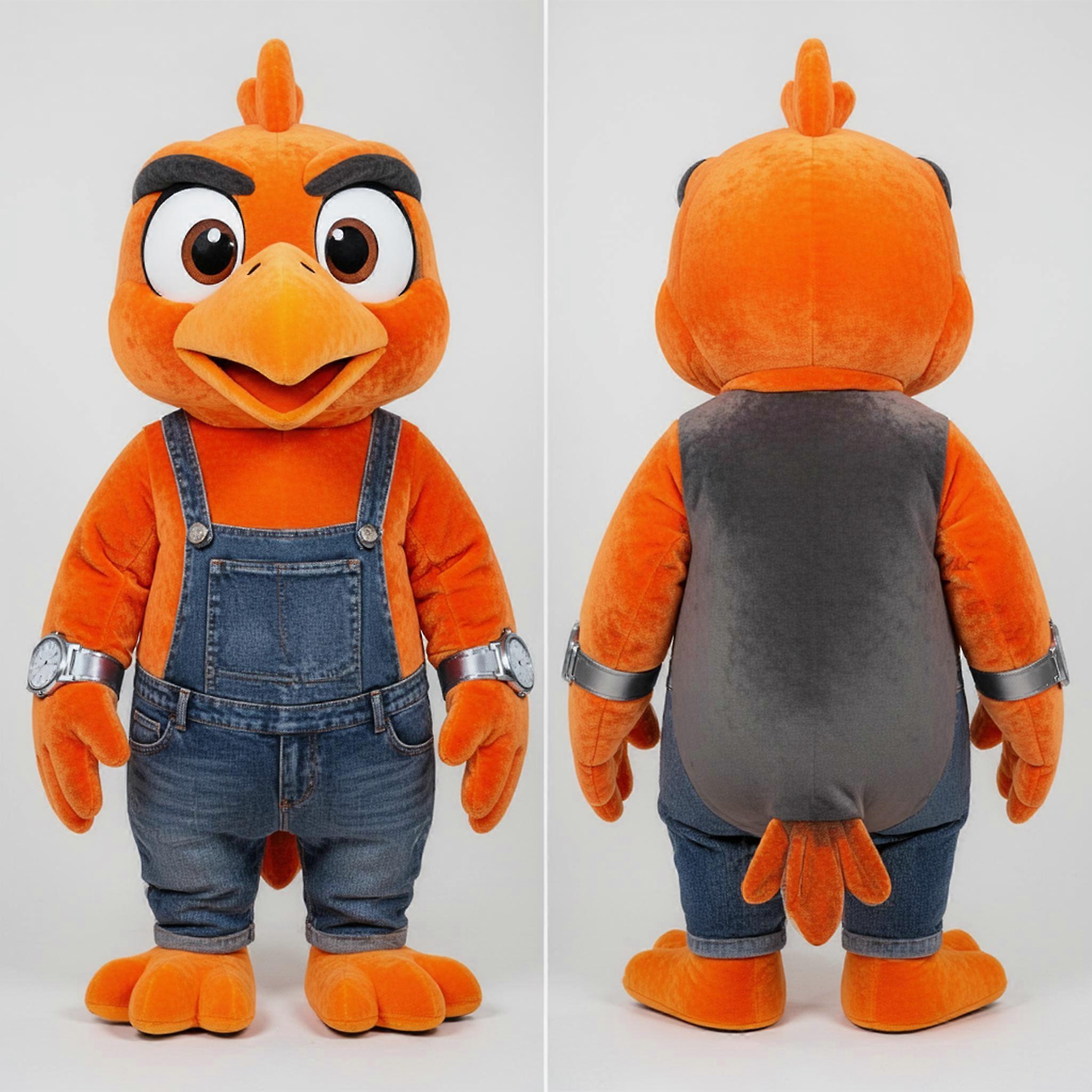 MASTICOT Velvety Orange Expressive Crow Mascot
