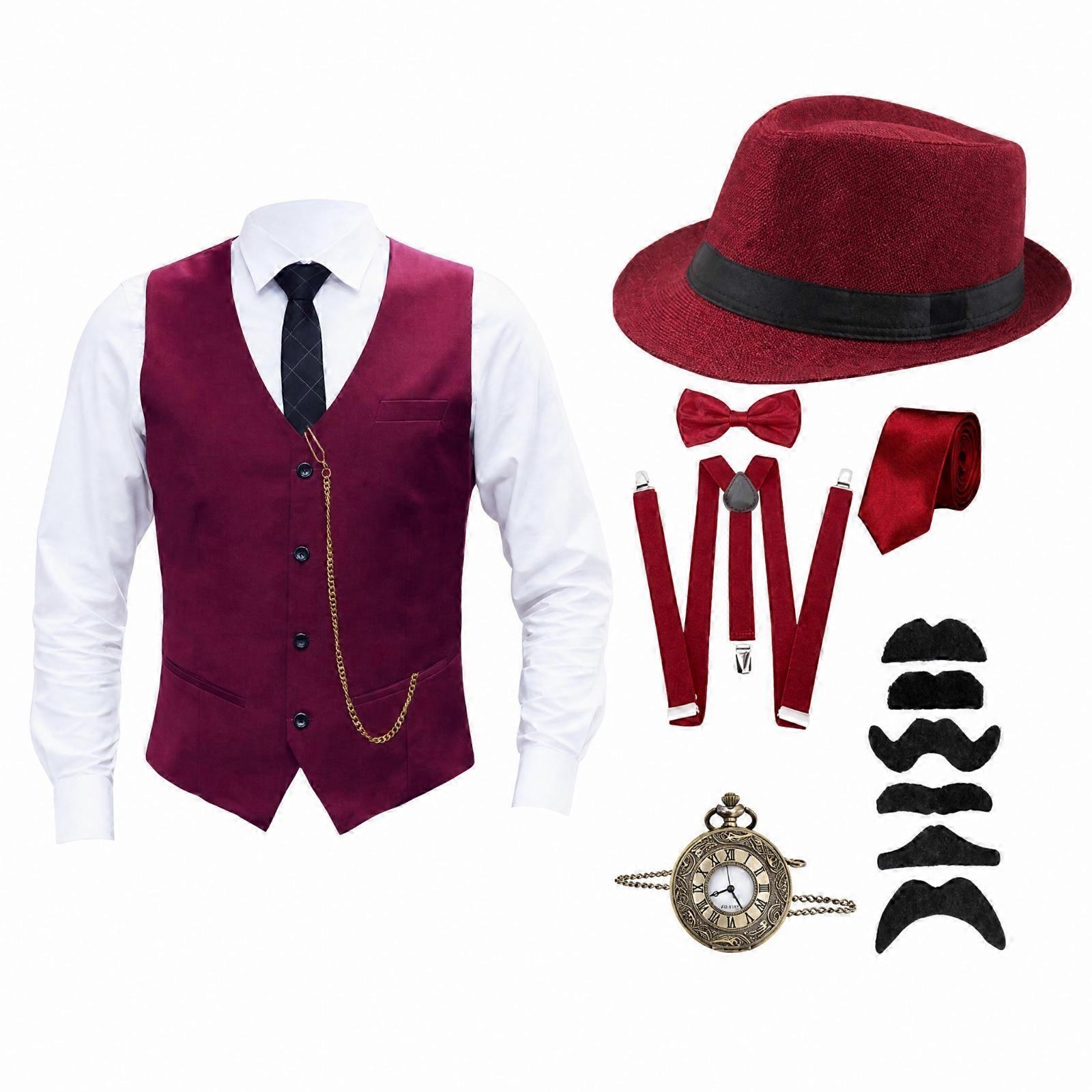 1920s Men's Vest Costume Set | Single-Breasted Button Front, Adjustable Back