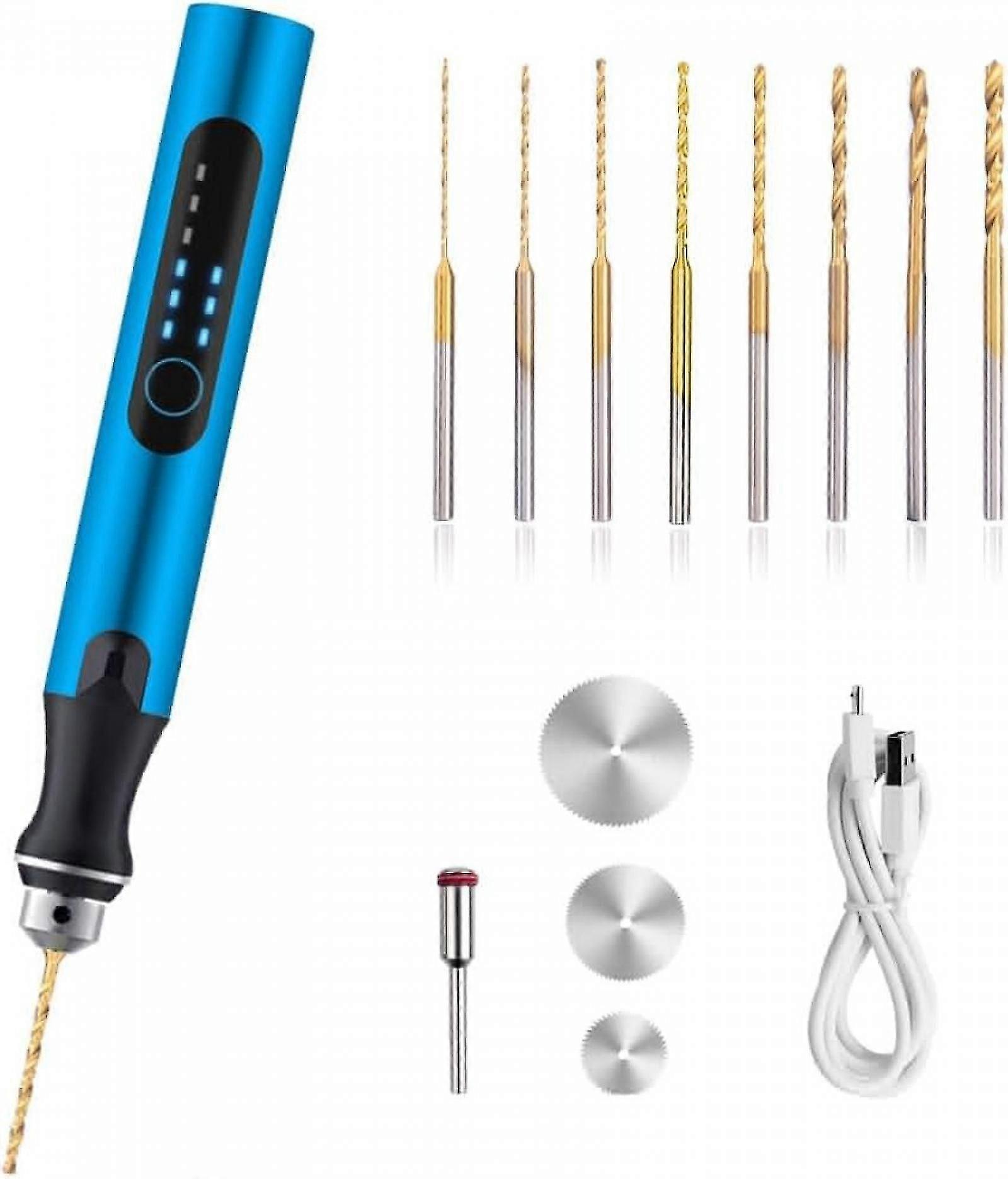 Rechargeable Micro Drill Set 8 Bits Compatible with Resin Wood Plastic Projects