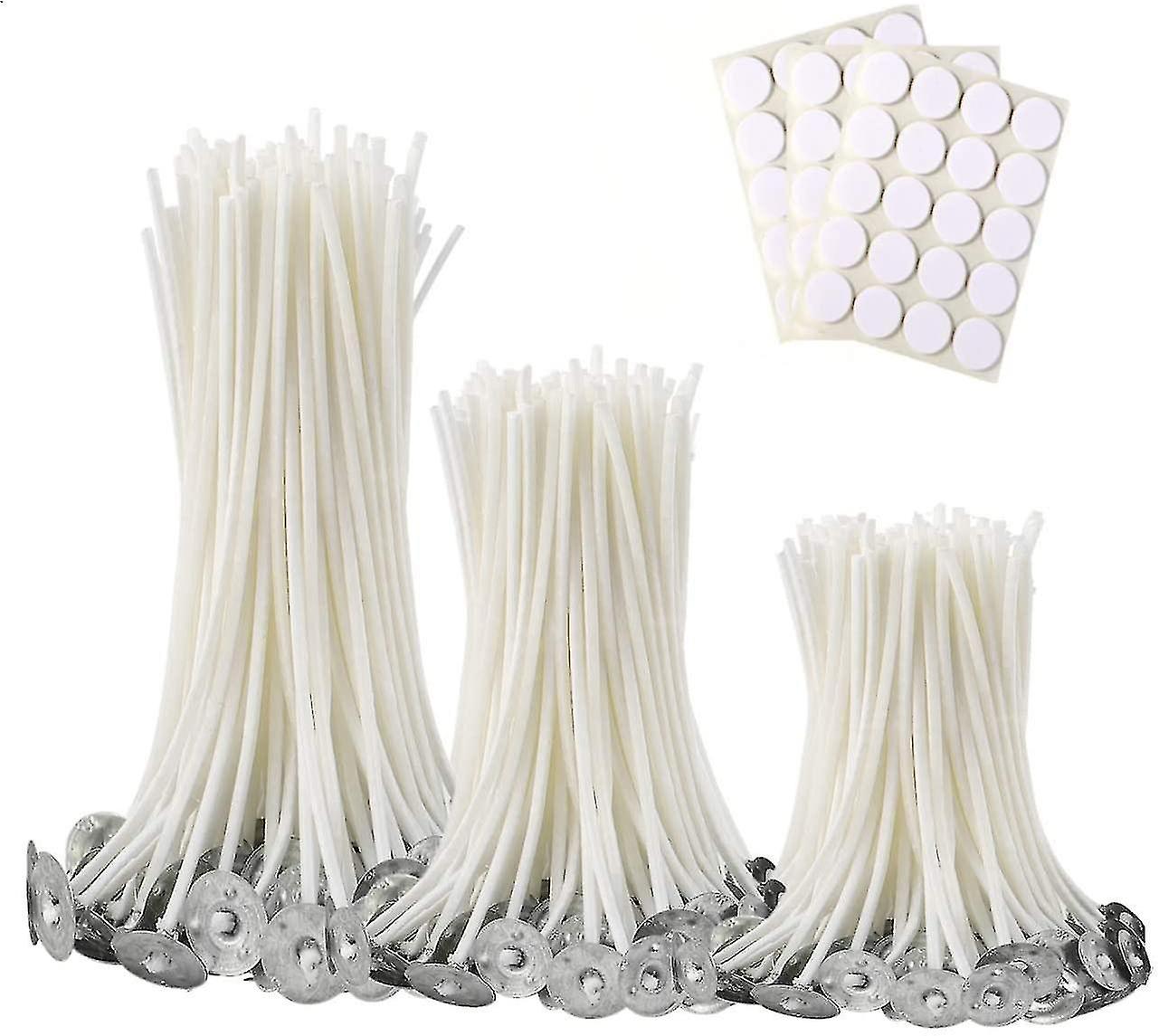 300pcs Functional Smokeless Candle Wicks,100pcs Wicks Sticker
