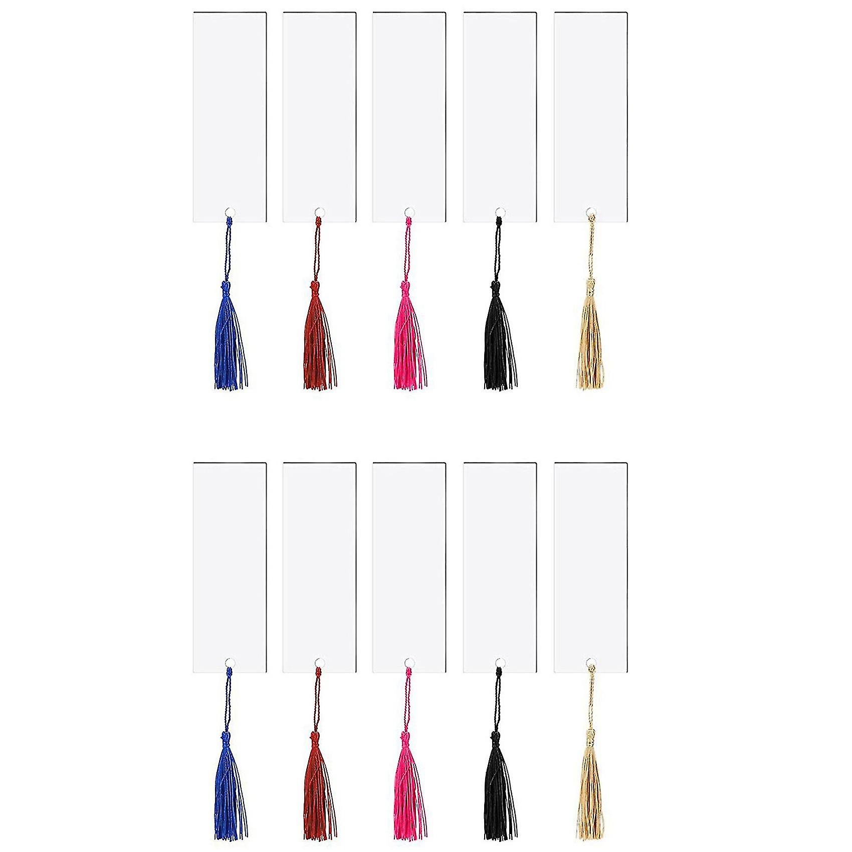 40pcs Acrylic Bookmark Blank Clear Diy Unfinished Mini Book Markers With Colorful Tassels For Diy C