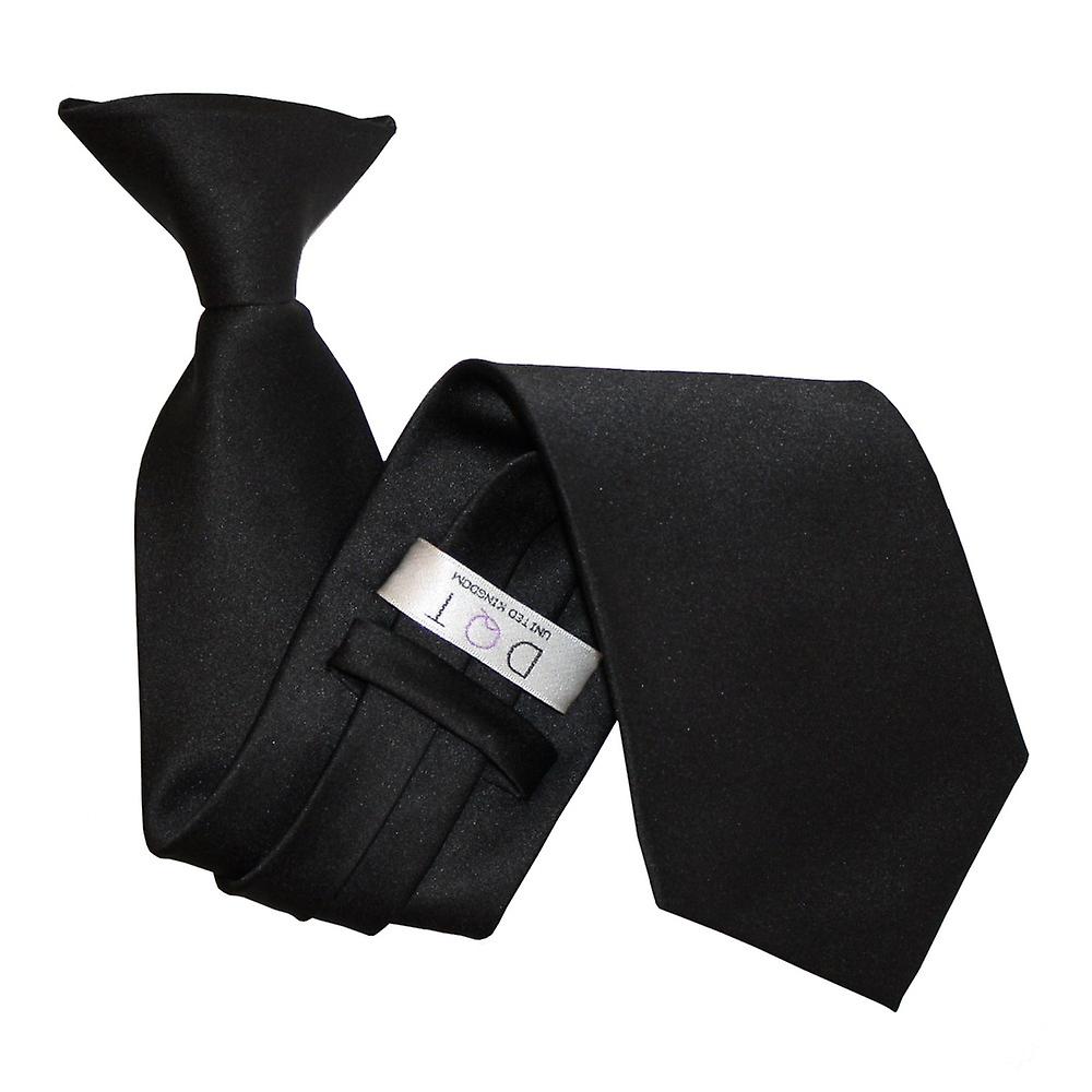 Black Plain Satin Clip On Tie