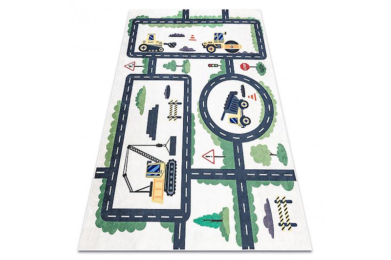 BAMBINO 2223 washing carpet Streets, cars for children anti-slip - cream