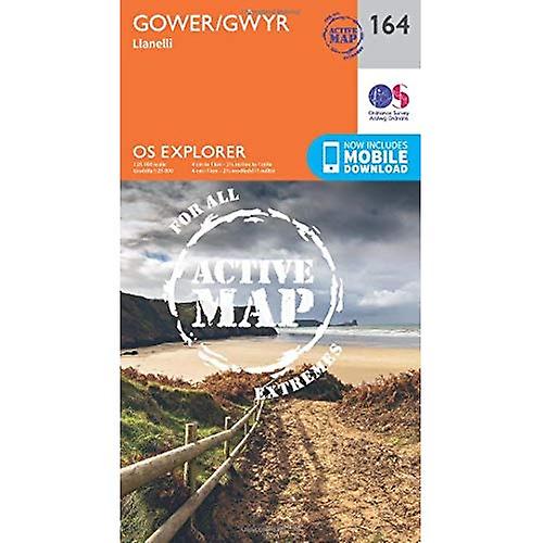 OS Explorer mapa activo (164) Gower, Llanelli (mapa activo OS Explorer)