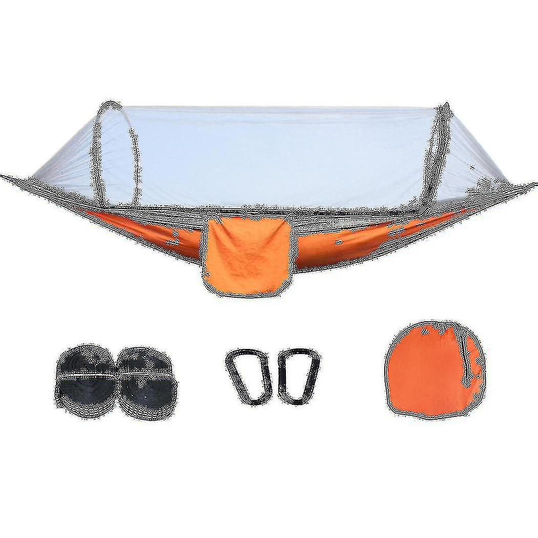 Camping Hammock With Net For Hiking Camping Orange Gray