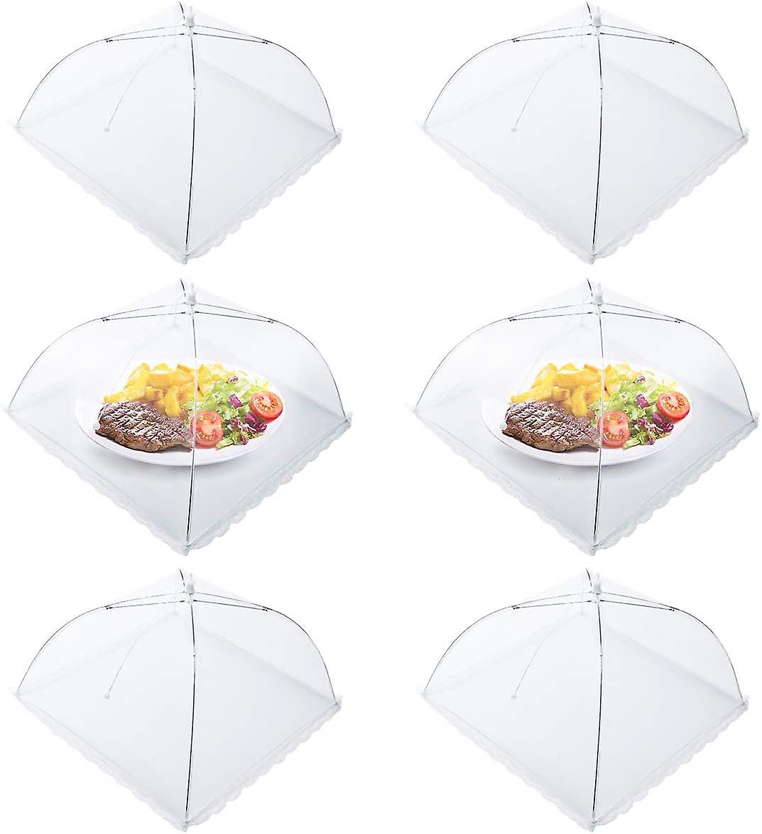 6pcs 18-ιντσών δαντέλα άκρη 45 * 45cm-αφαιρούμενο και πλενόμενο πλέγμα κάλυψη τροφίμων (παρακαλώ σημειώστε 6 κομμάτια κατά την παραγγελία)