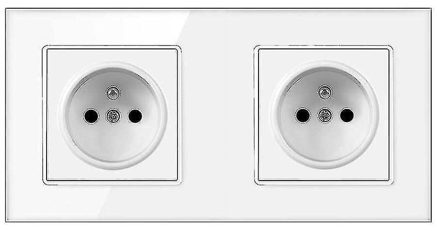 Eu Crystal Glass Panel Socket 2 Gang 16a French Wall Socket 172mm*86mm