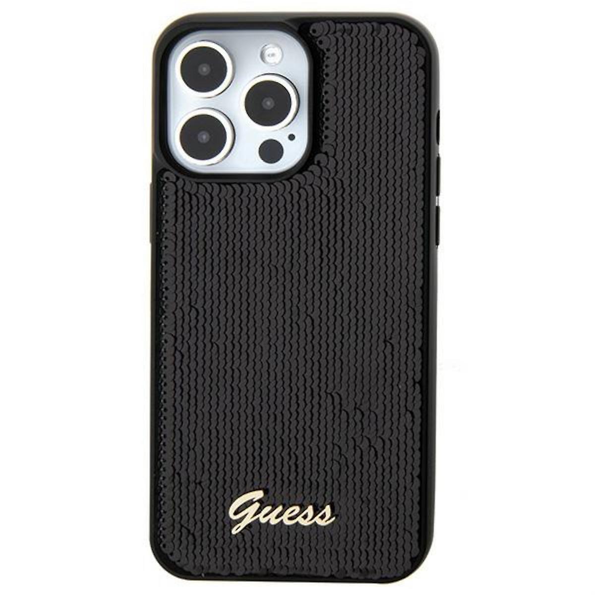 Guess Apple iPhone 15 Case Sequin Script Metal Black
