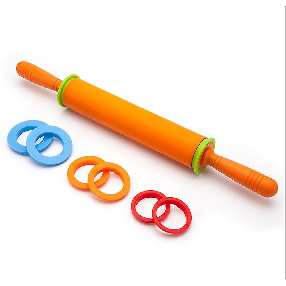 Adjustable Silicone Rolling Pin with 4 Spacers for Dough Pizza Non Stick Rolling Pin Baking Pastry Tool