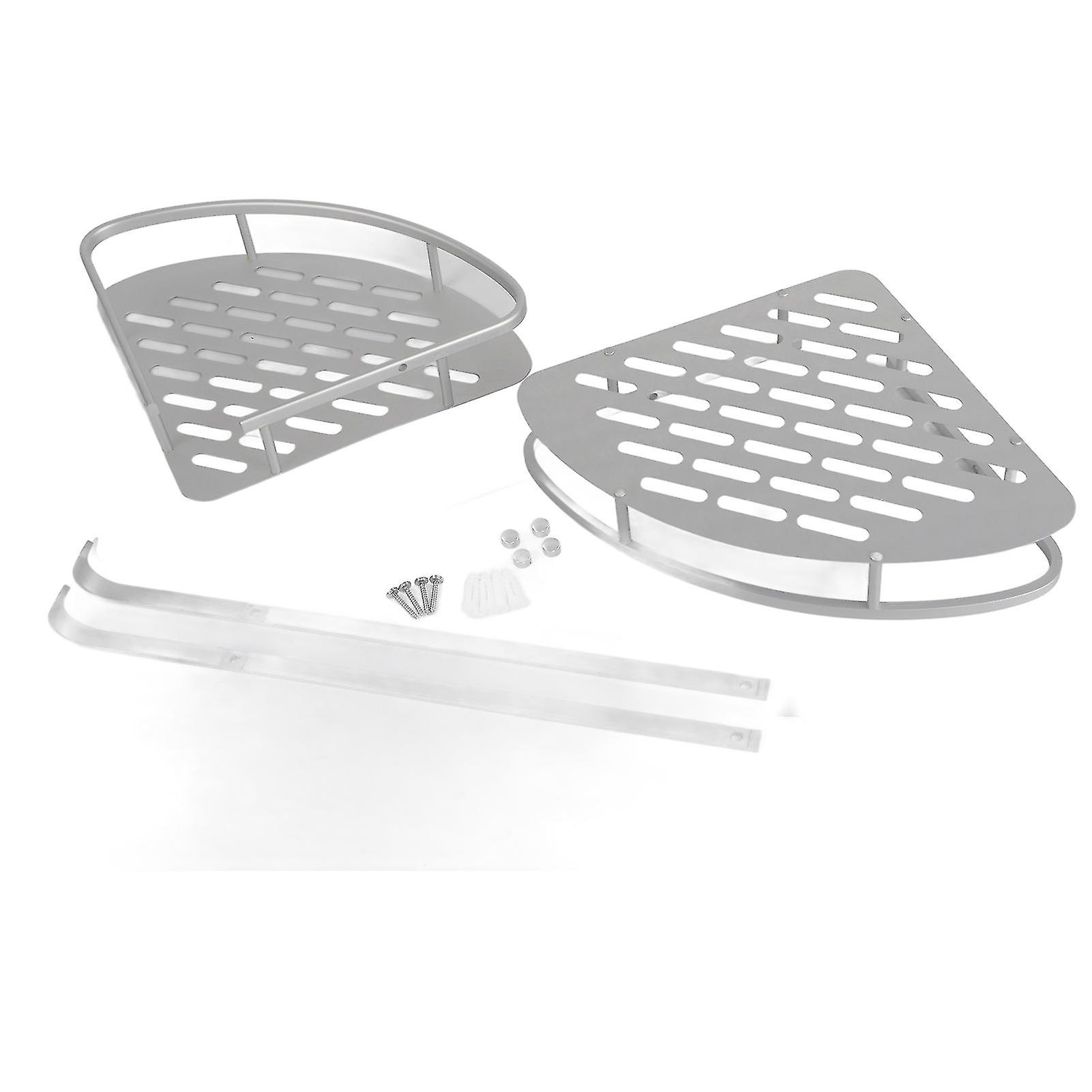2Pcs Shower Corner Organizer Triangular Design Wall Mounted Aluminium Alloy Durable Multifunction Corner Shower Caddy