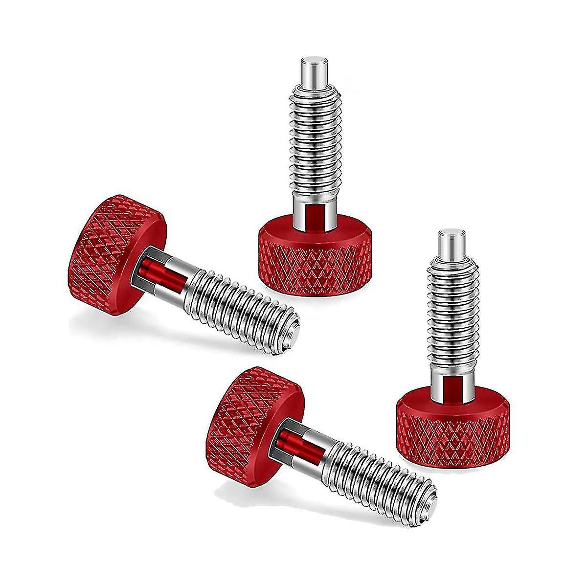 4 Packs Red Hand Retractable Spring Plunger With Knurled Handle M6 Type Quick Release Pins For Roll-MEINI