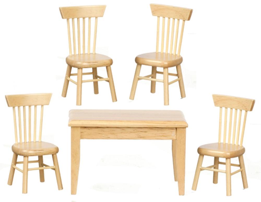 Dolls House Unfinished Table & Chairs Kitchen Dining Room Furniture Set 1:12