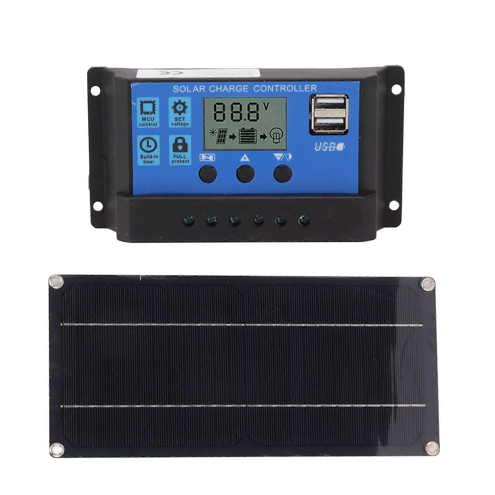 6W Monocrystalline Silicon Solar Panel Kit with 100A Controller Waterproof Solar Charge Controller Kit for Home 18V