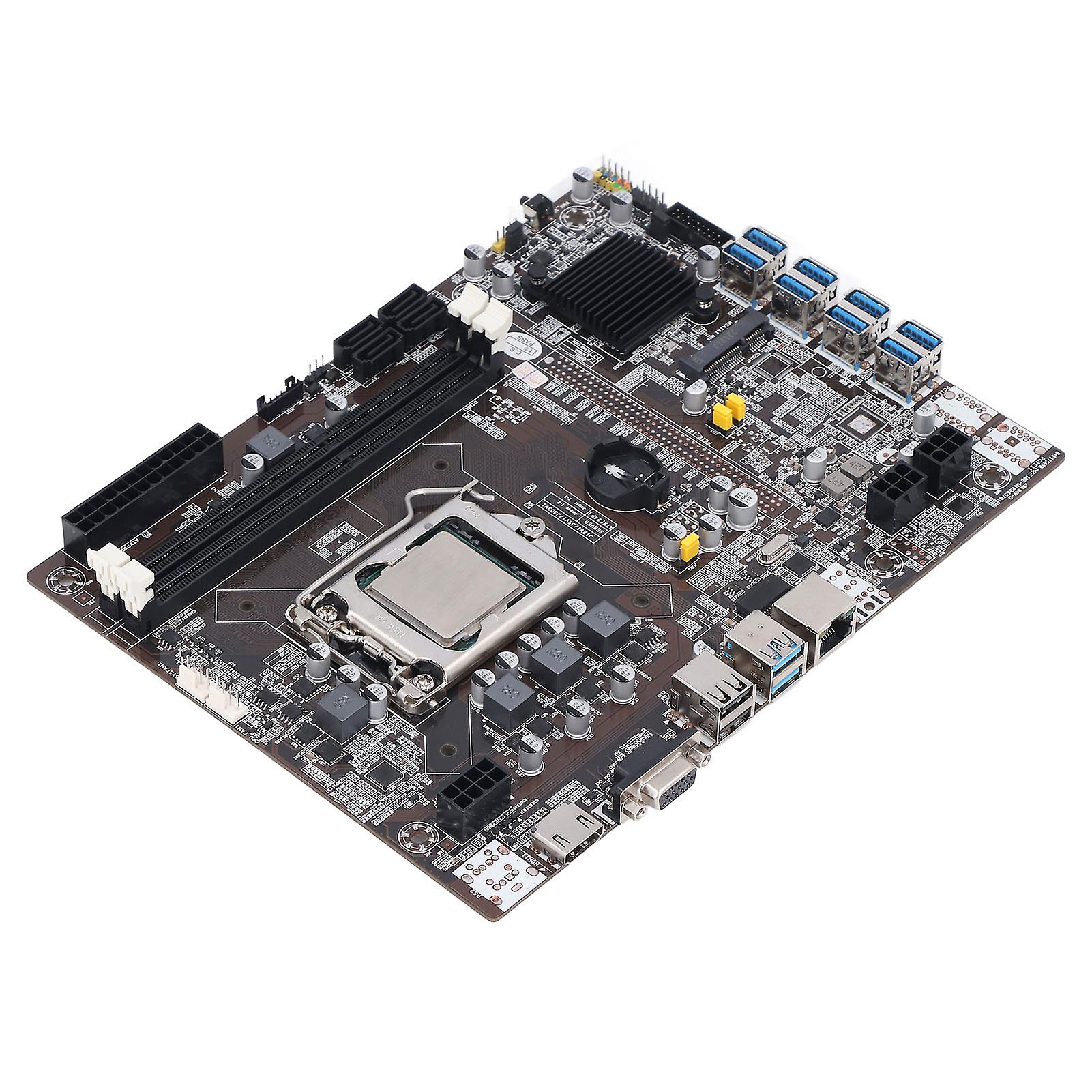 DDR3 Miner Motherboard LGA 1155 8 USB3.0 3 Phase Power Supply B75 Miner Motherboard with Dual Core CPU for ETH for BTC