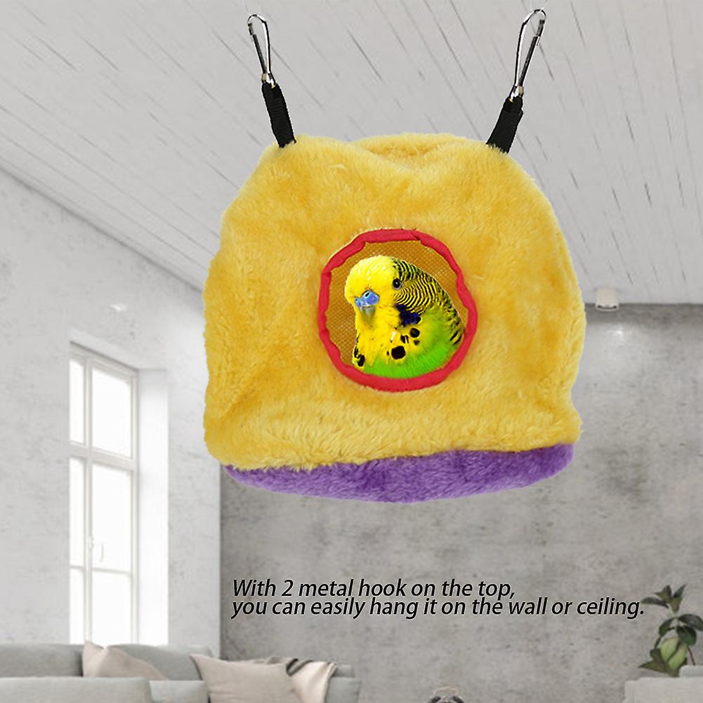 Parrot Nest Plush Hammock S 18x10x15cm Yellow Windproof Bed