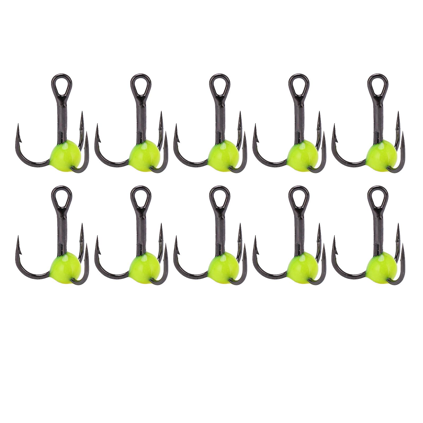 10pcs Treble Hooks High Carbon Steel Size 10 Sharp Bright Color Fishing Hooks Kit for Bass Trout Carp Lures Baits