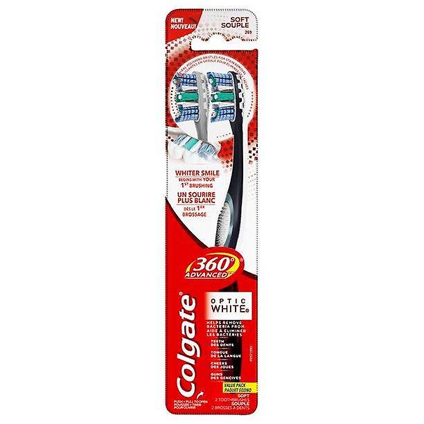 360° Advanced Optic White Toothbrush, Soft - 2 Count
