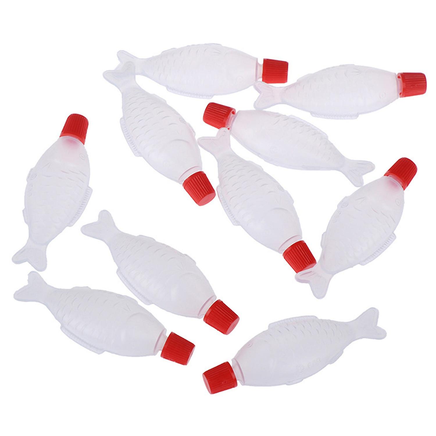 OuZhan 10Pcs/Set Creative Fish Shape Squeeze Bottle Cute Compact Plastic Condiment Bottle for Home