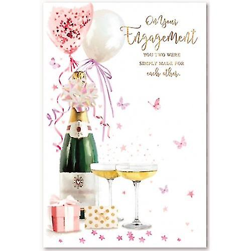 Simon Elvin Champagne Bottle Engagement Greetings Card (Pack of 6)