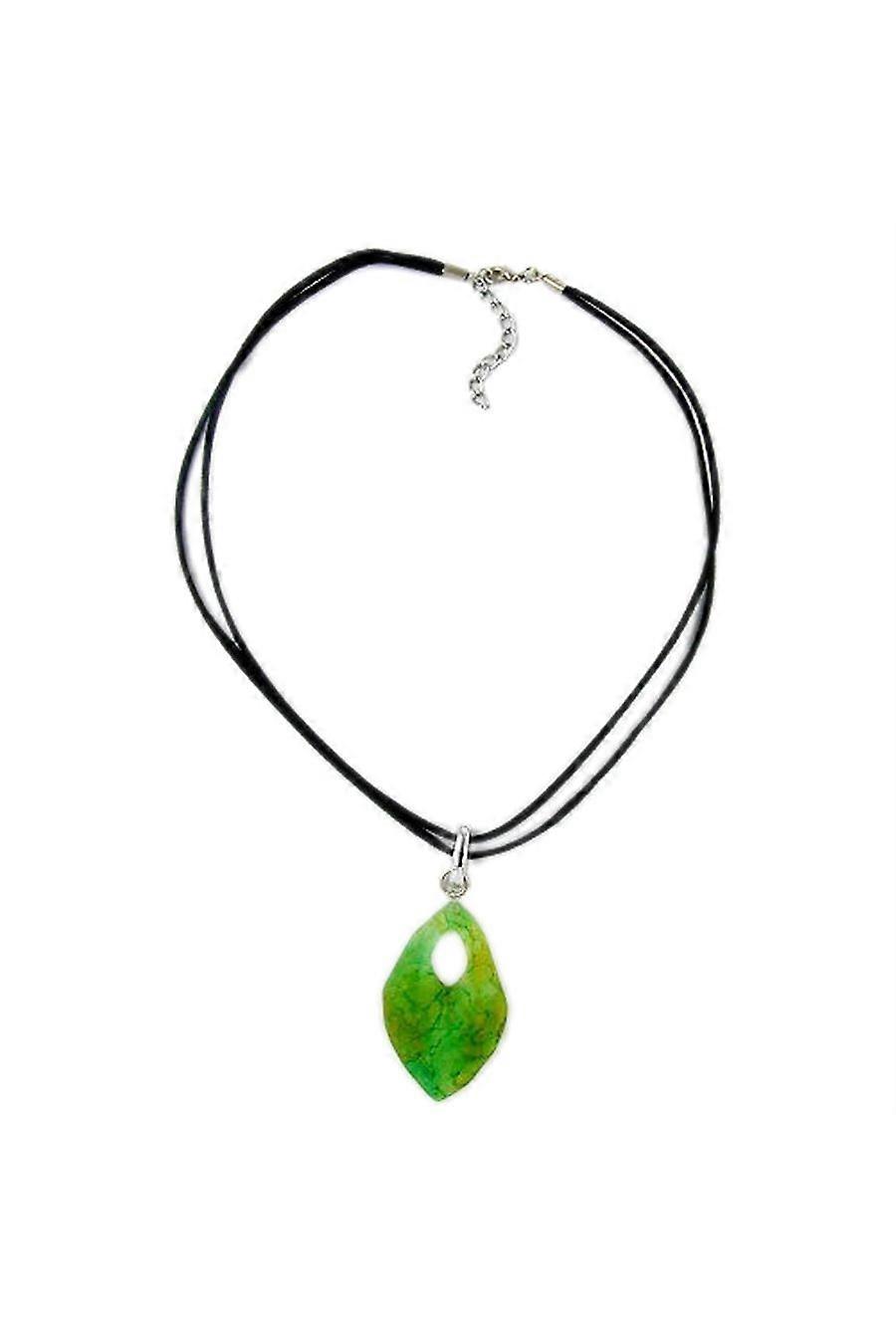 Necklace Bright Green/ Olive Coloured Pendant - Gl01630