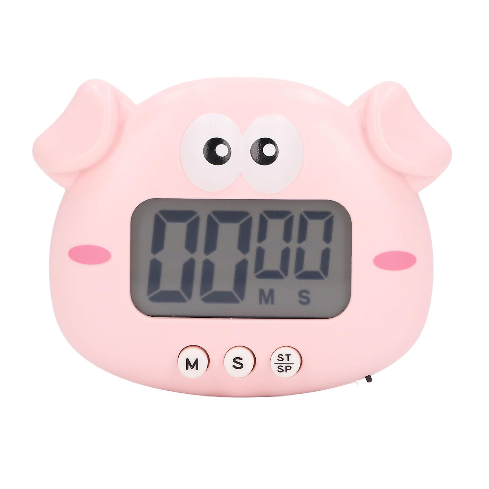 Pink Pig Cartoon Kitchen Timer Digital Countdown Timer Time Management Tool for Baking Cooking Study Plastic Material Battery Not Include