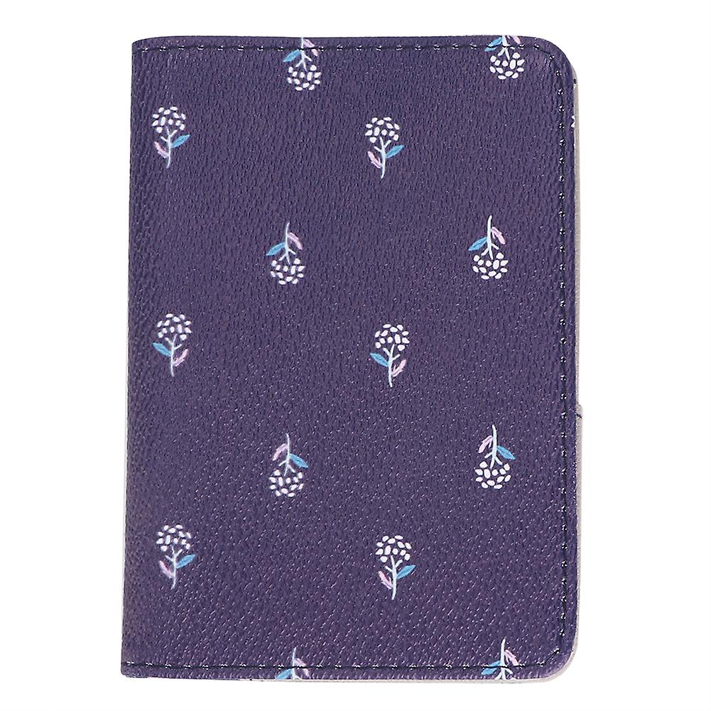 Multi function Travel Passport Holder Card Case Protector Package Organizer(Navy blue flowers)