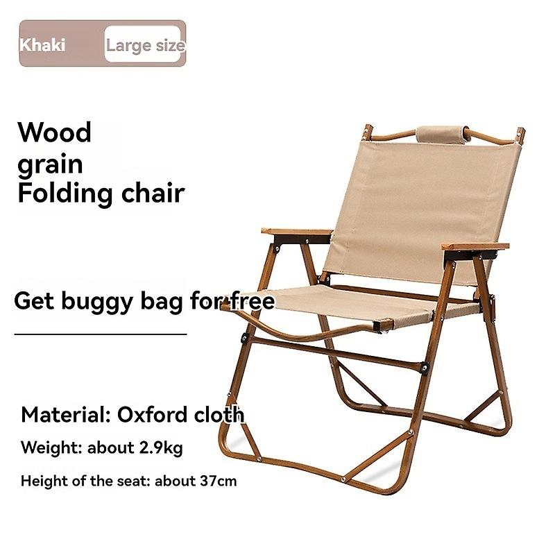 مساند للذراعين من الخشب الصلب ، مسند ظهر من قماش أكسفورد وكرسي تخييم بأنابيب الحديد ، يسهل حملها ، ومناسبة ل 