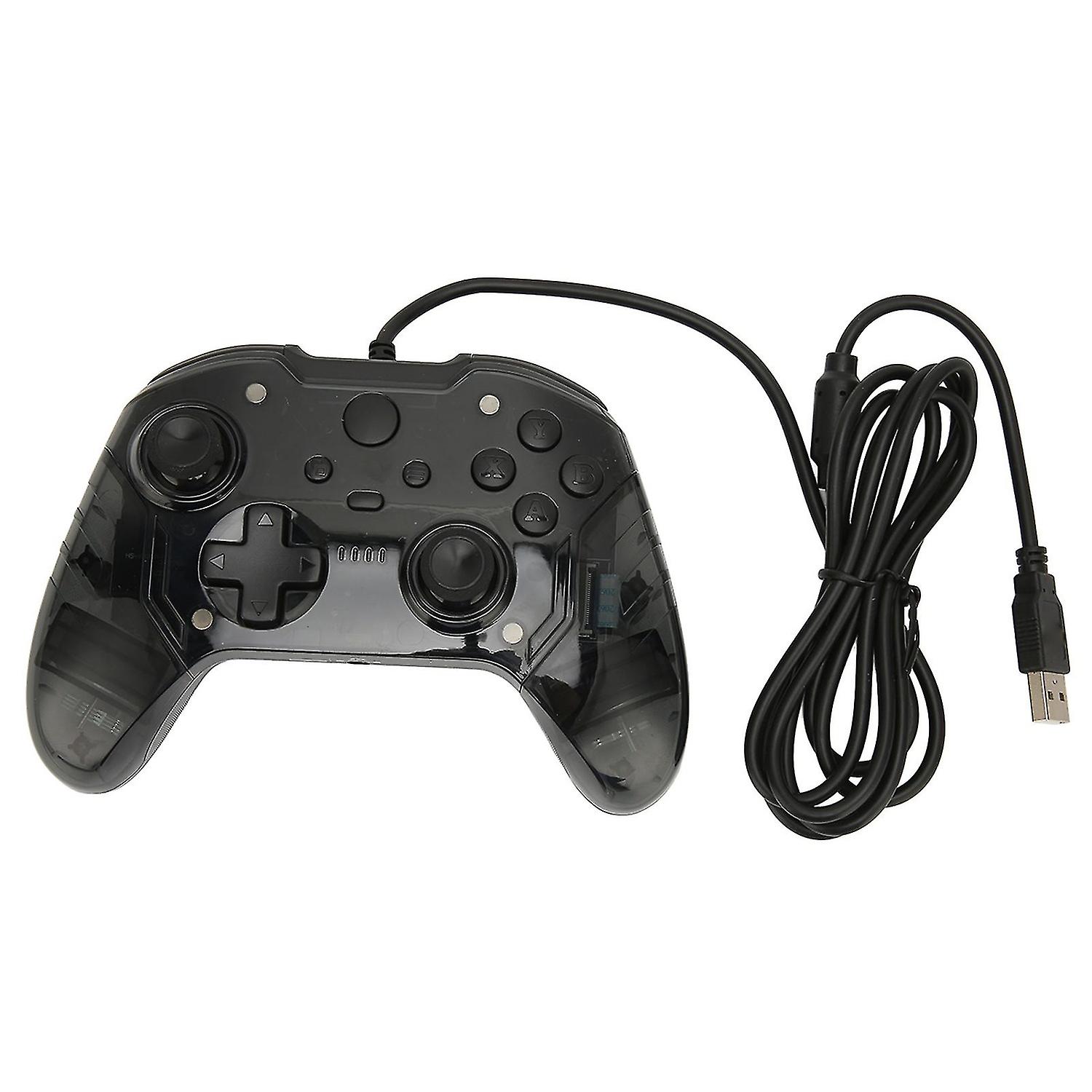 Wired Game Controller Dual Vibration Rgb Transparent Shell Gamepad Joystick For Xbox Pc Black