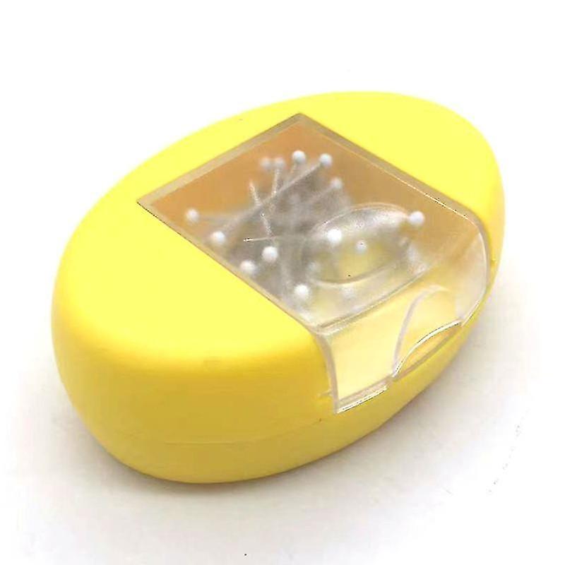 Magnetic Cushion with Drawer - Yellow - Strong Magnetic Sewing Pin Holder - 50 Glass Headed Pins Inc