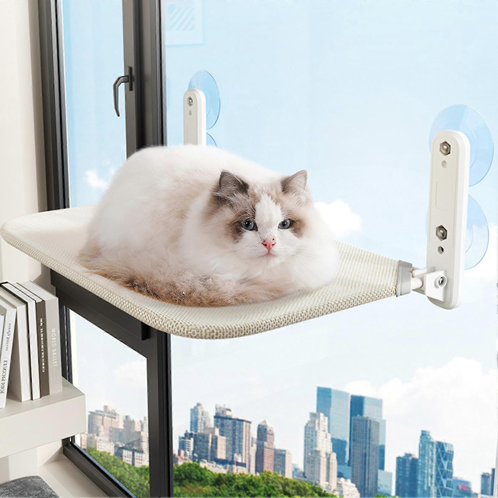 Cat Window Hammock Foldable Suction Cup 44.1lb Load Bearing Breathable Durable Knitmesh Cat Window Perch for Home Indoor 