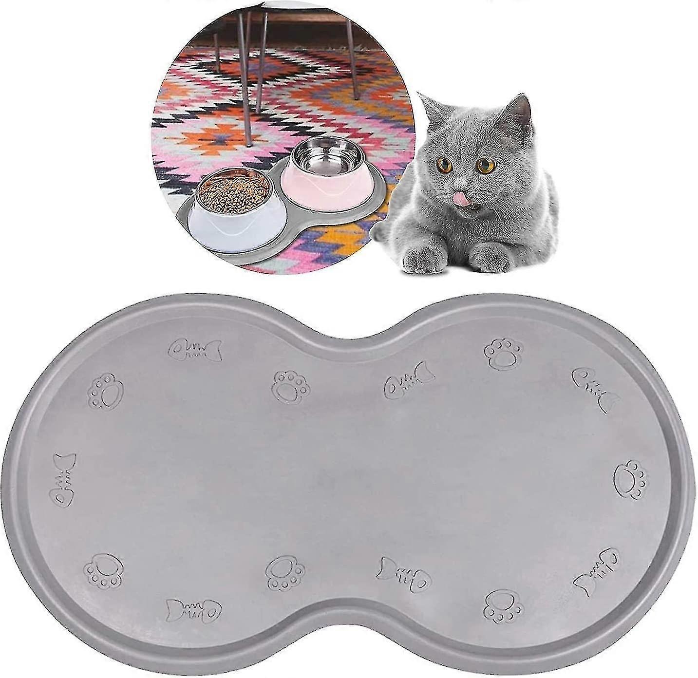 Pet Feeding Mat Cat Dog Food and Water Mat- Flexible and Easy to Clean Feeding Mat- Non-slip and Wat