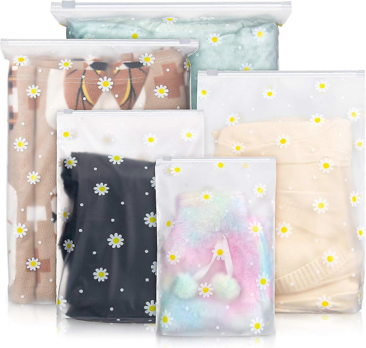 Leak Proof Pouch, 25 Pieces Transparent Frosted Plastic Zipper Storage Bags 5 Different Sizes Waterproof Storage Bag for Shoes, Costume, Makeup