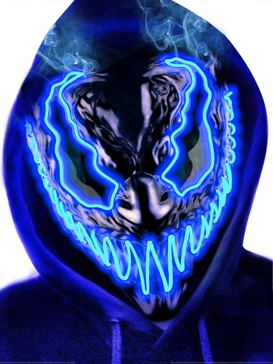 Halloween Mask LED Light Up Mask for Adults Kids, Unique Neon Glow Masks with Dark and Evil Glowing Eyes, Conspicuous Menacingly Cool Halloween Costum