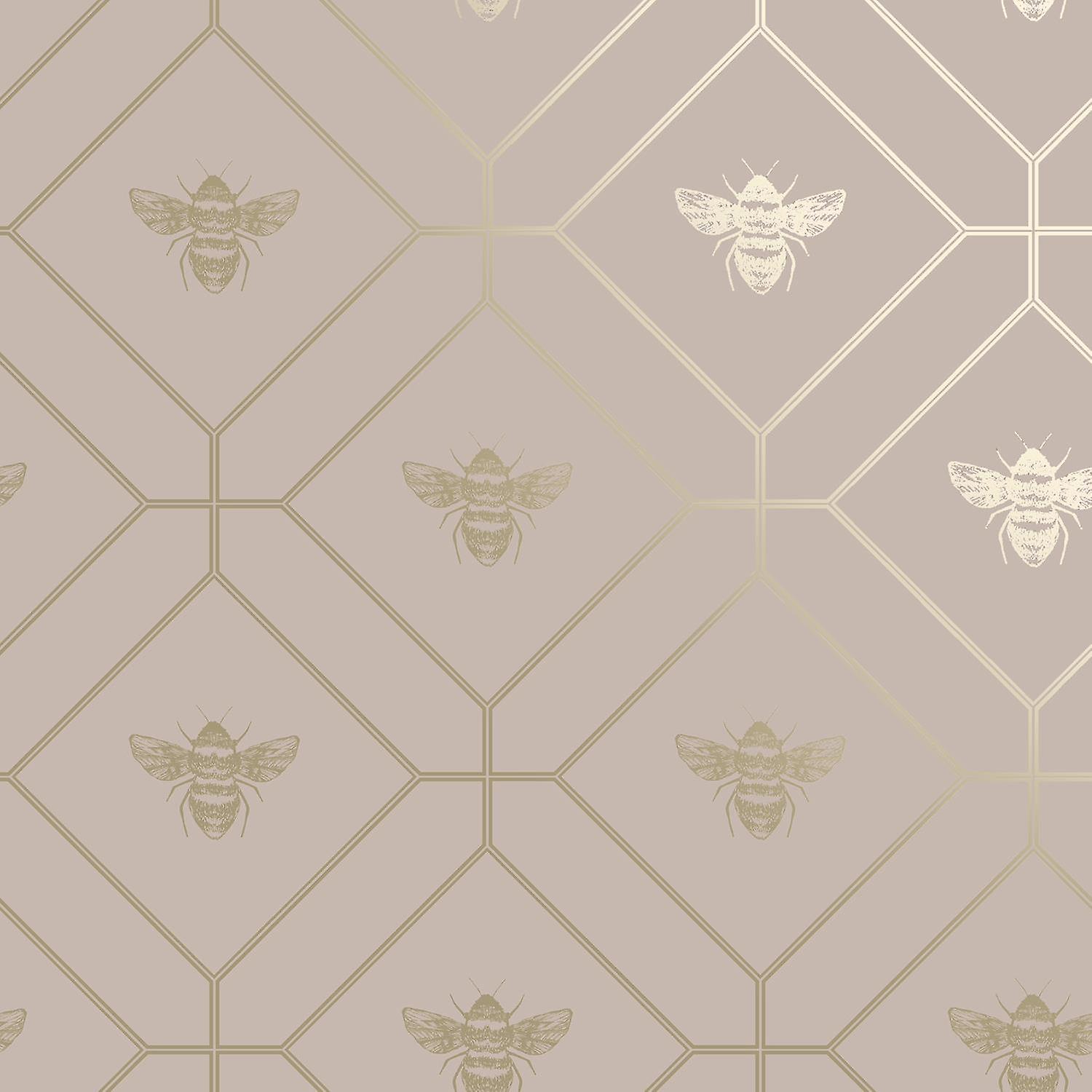 Honeycomb Bee Pink Wallpaper