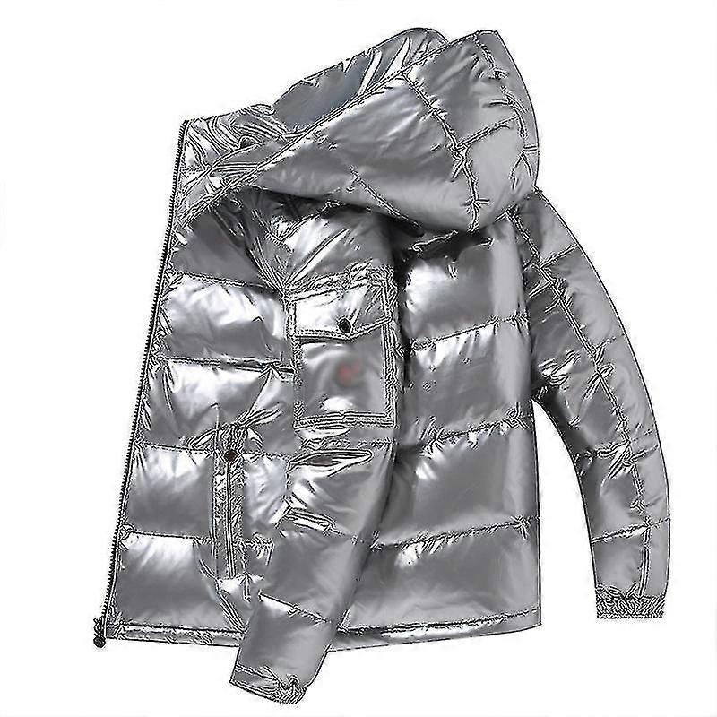 Shiny Down Jacket Men's Winter Jacket Stand Collar Down Jacket With Hood-YuJia