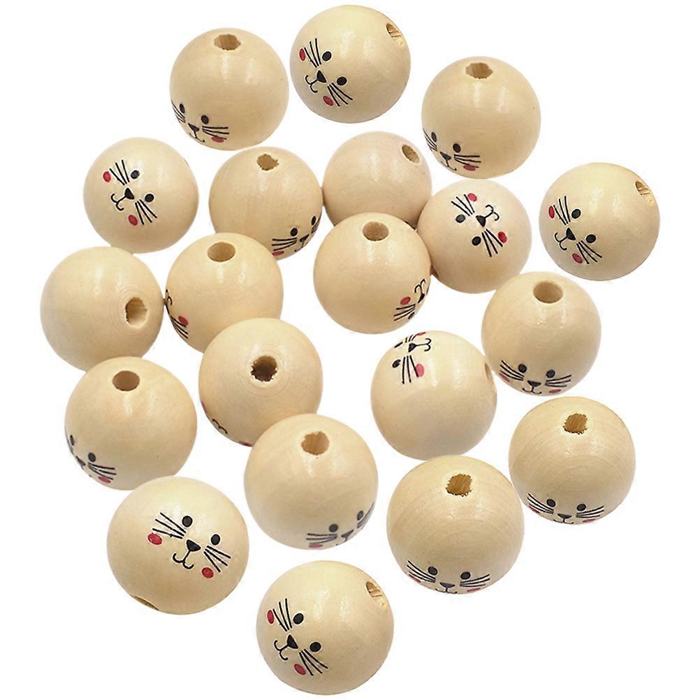20stk DIY træperler Søde træ afstandsstykker runde træperler til smykkekrans