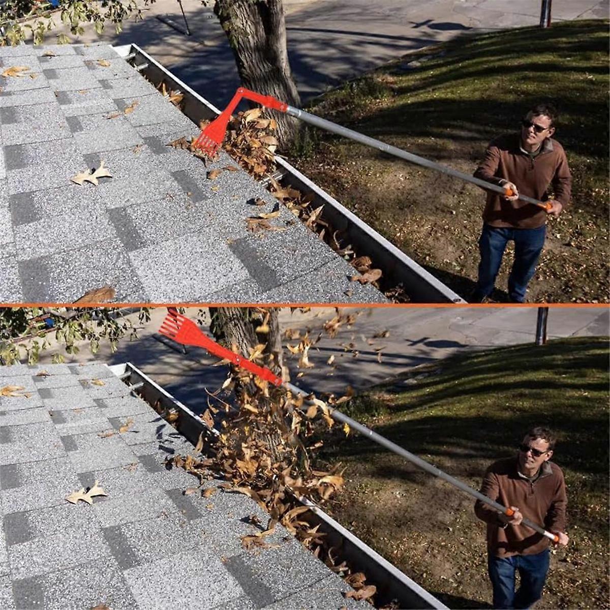 Gutter Cleaning Tools, Mini Rake, Rotatable Handle, Gutter Cleaning Tools From the Ground, Great for Roofs, for Gutters