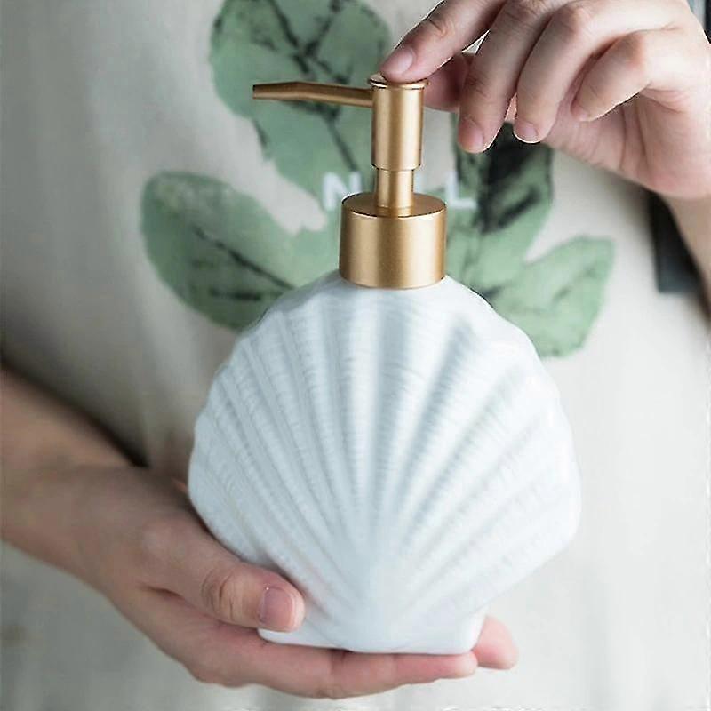 Soap Dishes Holders 1piece Scallop Emulsion Bottle Ceramic Hand Washing Liquid Bottling Soap Shell