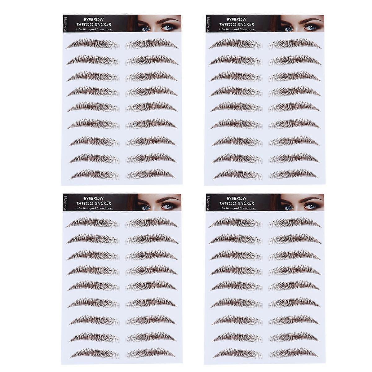 4pcs Transfert D’eau Sourcils Autocollant 6D Cheveux-comme Sourcils Autocollants pour Femmes
