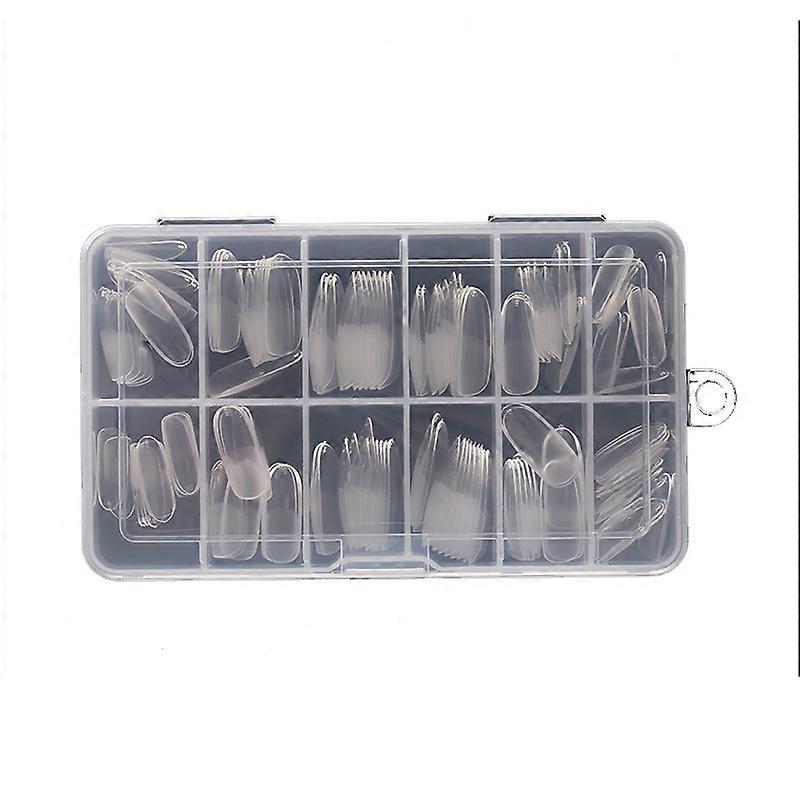 240pcs Medium Almond Shaped Transparent False Nail Tips Extension