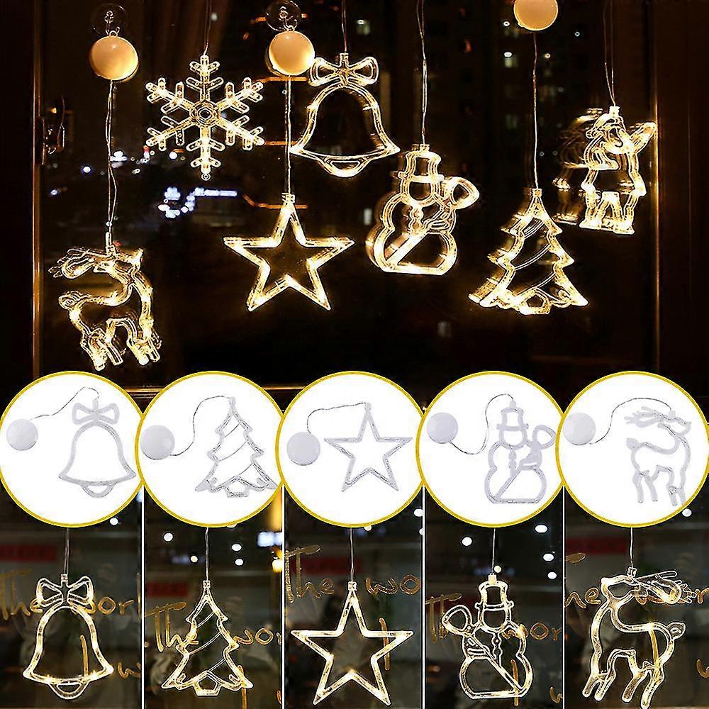 1 pack de lumières de Noël avec ventouse, décoration de lumière de fenêtre intérieure de Noël pour toile de fond murale