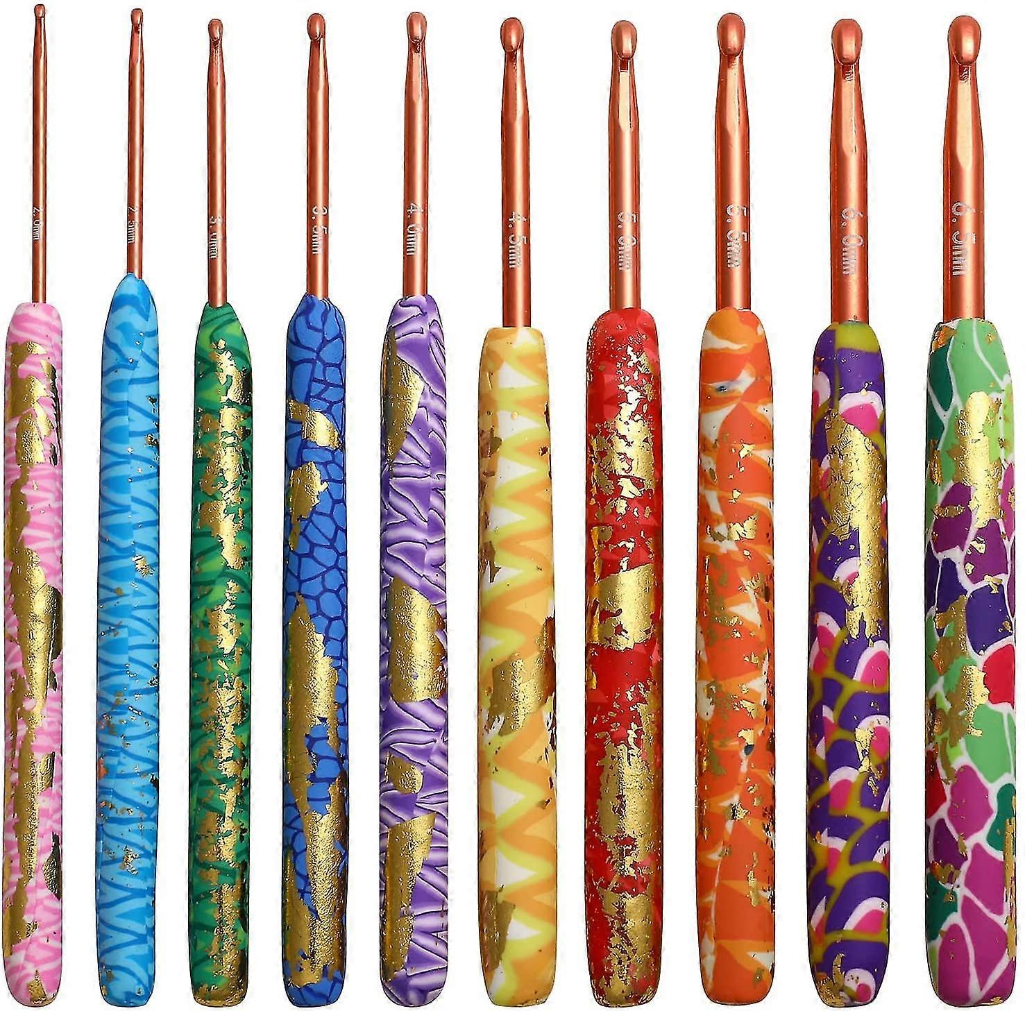 Crochet Hook Sets For Beginners, Pretty Crochet Hooks Soft Grip For Arthritic Hands, Ergonomic Handle Handcrafted Clay Crochet Hooks Knitting Needles
