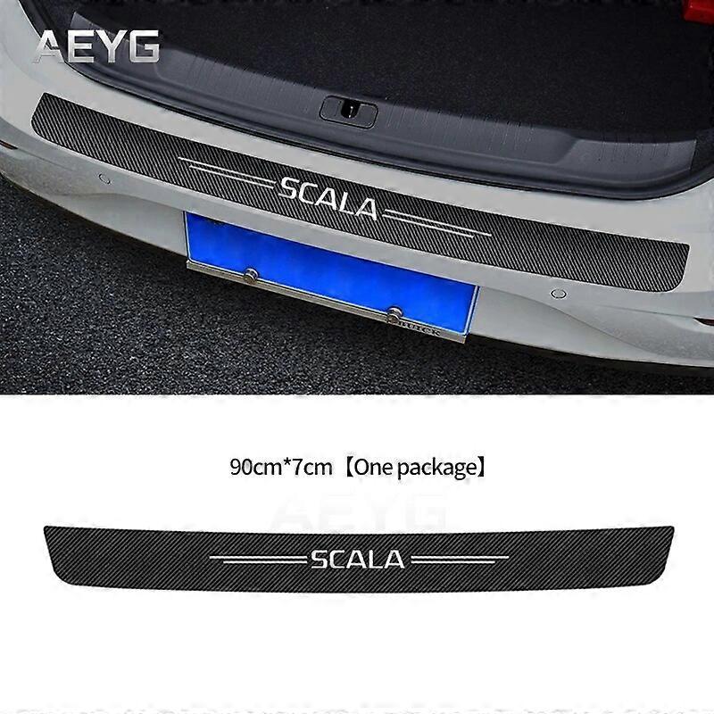 Carbon Fiber Car Trunk Bumper Protective Sticker For Skoda Octavia Kodiaq Superb Rapid Scala Fabia Virs Kamiq Karoq Decals