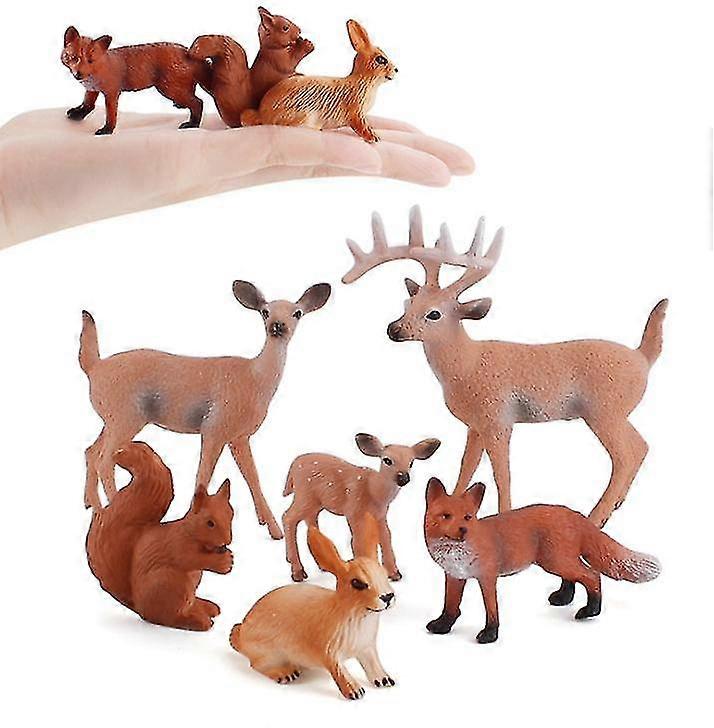 Simulation Animal Deer Squirrel Red Fox Animal Model Set Mini Forest Animal Statue Birthday Gift Toy