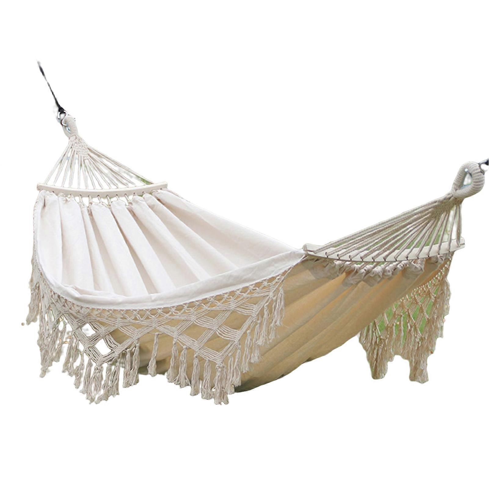 ערסל ל-2 מיטות נדנדה ל-2 אנשים עם פרנזים אלגנטיים וסריגת זנב דג למרפסת גן פטיו