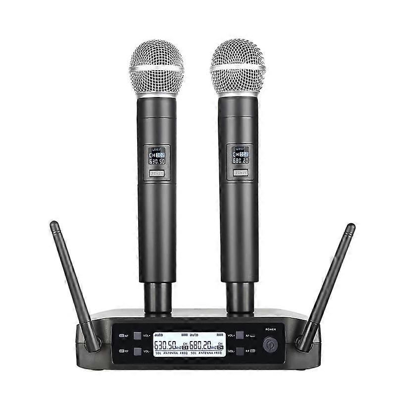 Wireless Microphone Handheld Dual Channels Fixed Frequency Dynamic Mic For Karaoke Wedding Party Band Church Show